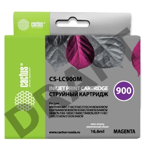 Картридж струйный Cactus CS-LC900M пурпурный для Brother DCP-110/115/120/MFC-210/215 (16,6ml)