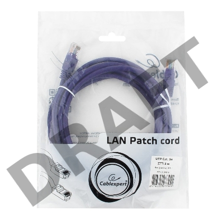 Патч-корд UTP Cablexpert кат.5e, 3м, литой, многожильный (фиолетовый)