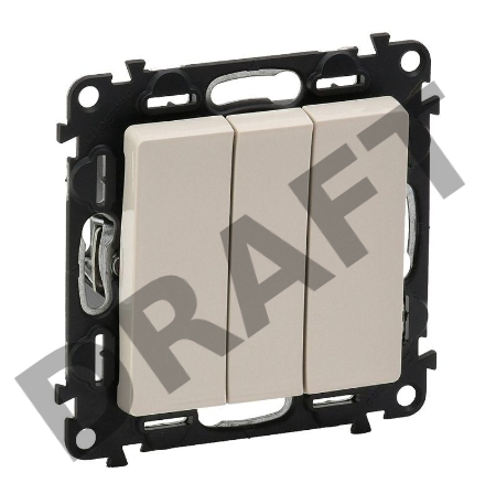 Механизм выключателя 3-кл. СП Valena Life 10А IP20 250В 10АХ с лицевой панелью; винтовые зажимы сл. кость Leg 752503