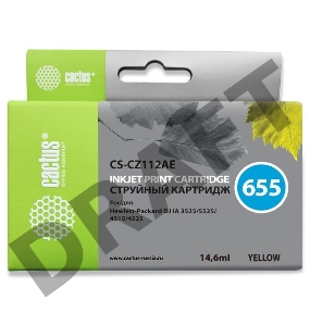 Картридж струйный Cactus CS-CZ112AE желтый для №655 HP DJ IA 3525/5525/4515/4525 (14,6ml)