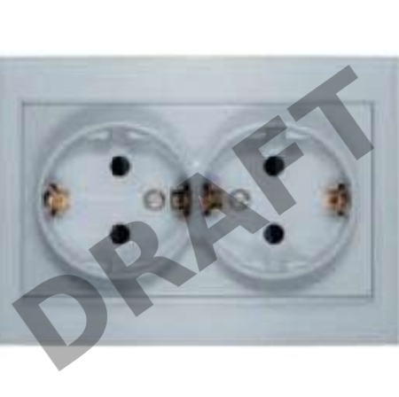 Розетка 2-м СП Бриллиант защ. шторки с заземл. серебр. UNIVersal 7949797