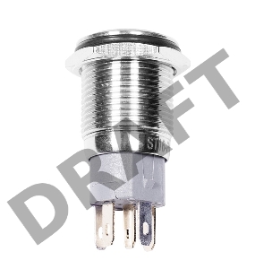 Кнопка  антивандальная Ø16 250В Б/Фикс (5с) (ON)-OFF плоская подсв/красная POWER  REXANT