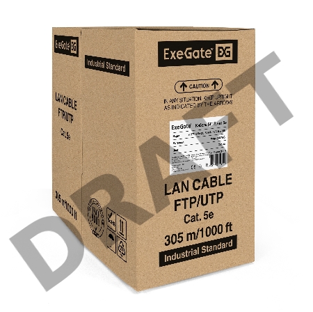 Кабель ExeGate SFTP 4 пары кат.5e медь, 24AWG, экран, бухта 305м, серый, PVC