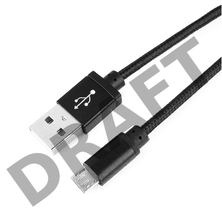 Кабель Gembird USB 2.0 Cablexpert CC-mUSB2bk1m, AM/microBM 5P, 1м, нейлоновая оплетка, алюминиевые разъемы, черный, пакет