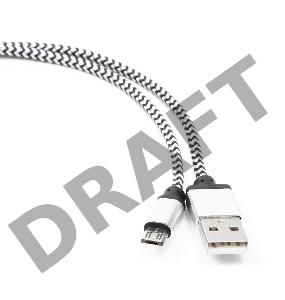 Кабель Gembird  USB 2.0 Cablexpert CC-mUSB2sr1m, AM/microBM 5P, 1м, нейлоновая оплетка, алюминиевые разъемы, серебристый, пакет