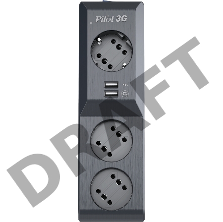Сетевой фильтр Surge protector Pilot 3G 3xGP euro outlets, 10А/2.2кВа, 2xUSB, 7m, black