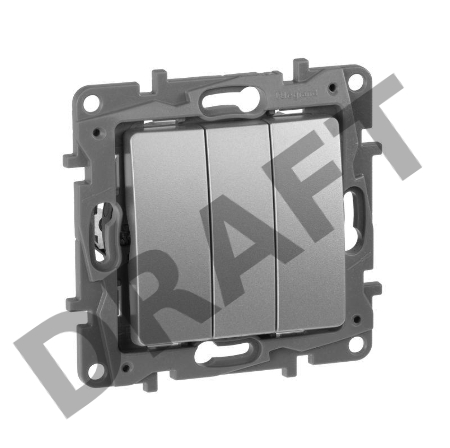 Выключатель 3-клавишный, 10АХ, алюминий ETIKA 