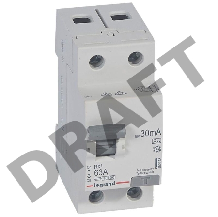 Выключатель дифференциального тока (УЗО) 2п 63А 30мА тип A RX3 Leg 402038 Выключатель дифференциального тока (УЗО) 2п 63А 30мА тип A RX3 Leg 402038