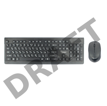Комплект клавиатура+мышь беспроводные Gembird KBS-7200, черный, 2.4ГГц/10м, 1600 DPI,  мини-приемник- USB