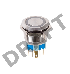 Кнопка  антивандальная Ø22 12В Б/Фикс (5с) (ON)-OFF/(OFF)-ON подсв/красная  REXANT