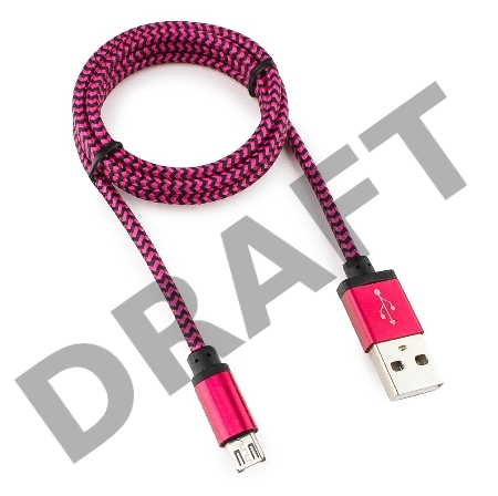 Кабель Gembird USB 2.0 Cablexpert CC-mUSB2pe1m, AM/microBM 5P, 1м, нейлоновая оплетка, алюминиевые разъемы, фиолетовый, пакет