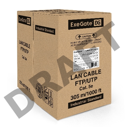 Кабель ExeGate UTP 4 пары кат.5e CCA, 25AWG, бухта 305м, серый, PVC