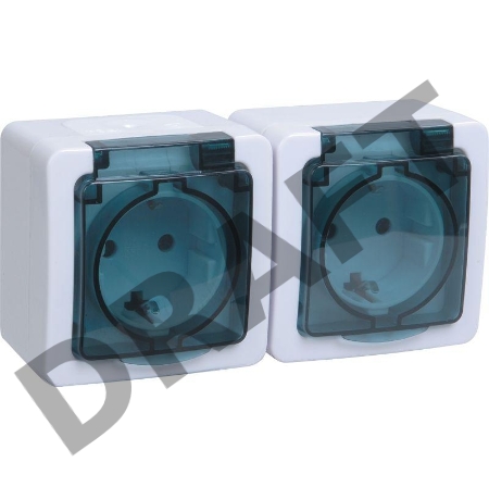 Розетка 2-м ОП Гермес Plus РСб22-3-ГПБд с защ. крышкой с заземл. IP54 (цвет крышки дымчатый) ИЭК ERMP22-K03-16-54-EC