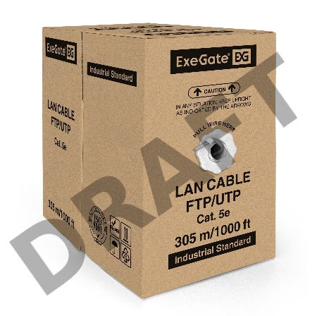 Кабель ExeGate UTP 4 пары кат.5e CCA, 25AWG, бухта 305м, серый, PVC
