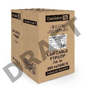 Кабель ExeGate UTP 4 пары кат.5e медь, 25AWG, бухта 305м, серый, PVC