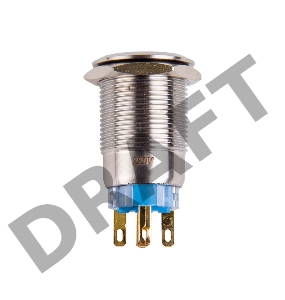 Кнопка  антивандальная Ø19 250В Фикс (5с) ON-OFF/OFF-ON подсв/синяя  REXANT