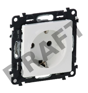 Механизм розетки Valena Life 16А 250В 2К+З защ. шторки винтовые зажимы с лицевой панелью бел. Leg 753424