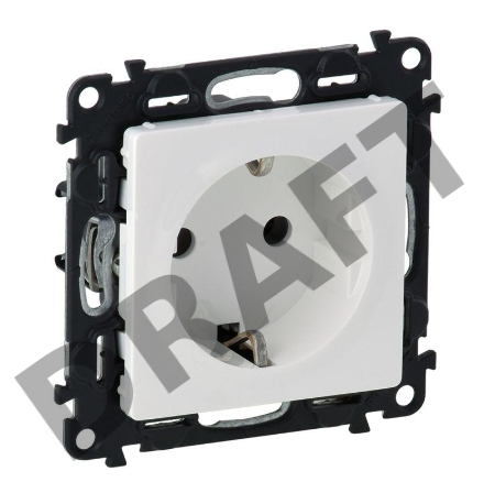 Механизм розетки Valena Life 16А 250В 2К+З защ. шторки винтовые зажимы с лицевой панелью бел. Leg 753424