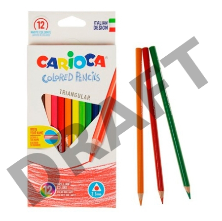 Карандаши цветные Universal CARIOCA TRIANGULAR 42515 трехгранные 12 цв. точилка коробка с европод. 