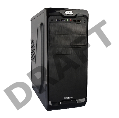 Корпус Miditower Exegate UN-604 Black, ATX, <UN500, 120mm> 2*USB+2*USB3.0, Audio