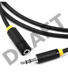 Greenconnect Удлинитель аудио 0.25m jack 3,5mm/jack 3,5mm черный, желтая окантовка, ультрагибкий, 28AWG, M/F, Premium , экран, стерео(GCR-STM1114-0.25m)
