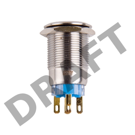 Кнопка  антивандальная Ø19 12В Фикс (5с) ON-OFF/OFF-ON подсв/красная  REXANT