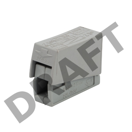 Строительно-монтажная клемма СМК 224-101 для светильника на 1 проводник (1,0-2,5)/(0,5-2,5) мм², серая (10 шт./уп.) REXANT