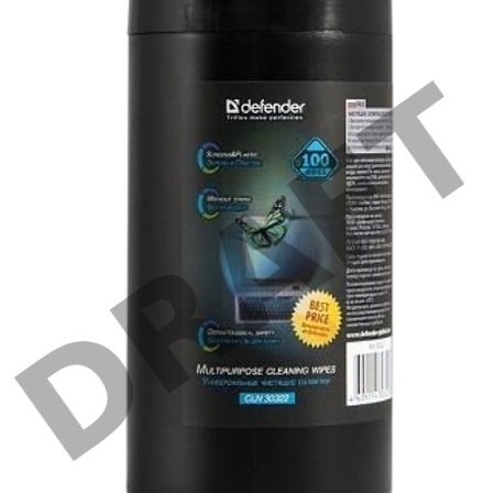 Чистящие салфетки Defender для экранов всех типов / нетканый материал / антистатик / туба /100 шт/ Россия.