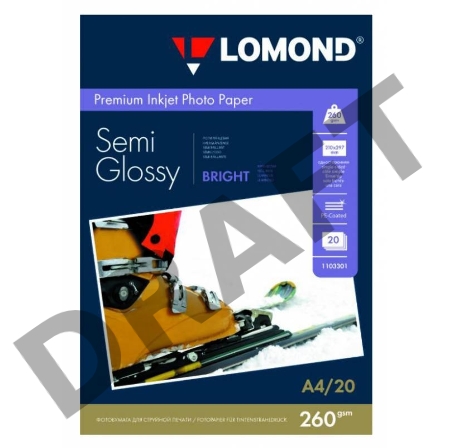 Фотобумага Lomond 1103301 A4/260г/м2/20л./белый полуглянцевое для струйной печати
