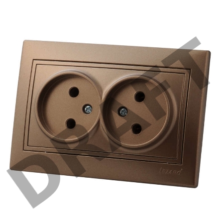 Розетка 2-м СП Мира 16А IP20 без заземл. керам. свет. корич. перламутр LEZARD 701-3131-128