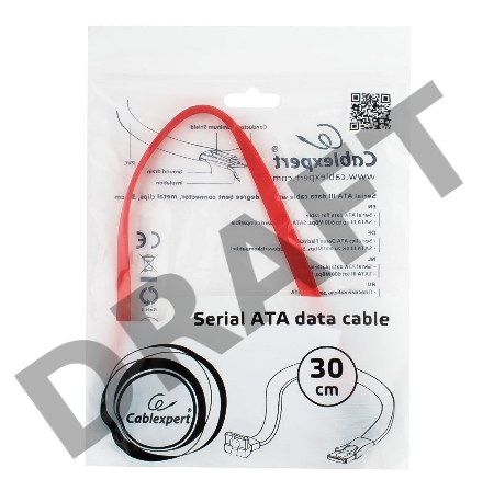 Кабель интерфейсный SATA Cablexpert CC-SATAM-DATA90-0.3M, 30см, угловой разъем, 7pin/7pin, защелка, пакет