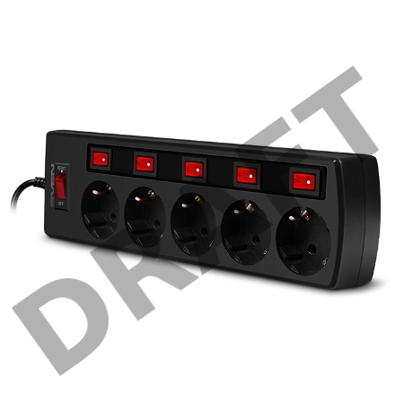 Сетевой фильтр Sven SF-05PL 3,0 м (5 розеток) черный 