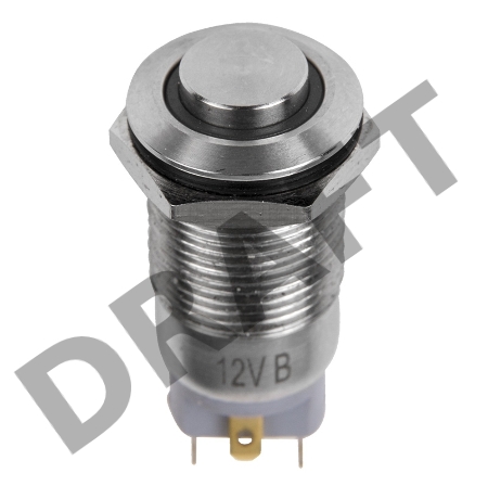 Кнопка  антивандальная Ø12 12В Б/Фикс (2с) (ON)-OFF синяя  REXANT