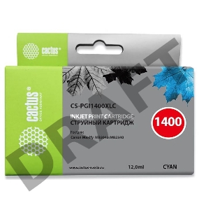 Картридж струйный Cactus CS-PGI1400XLC синий для Canon MB2050/MB2350/MB2040/MB2340 (11.5мл)