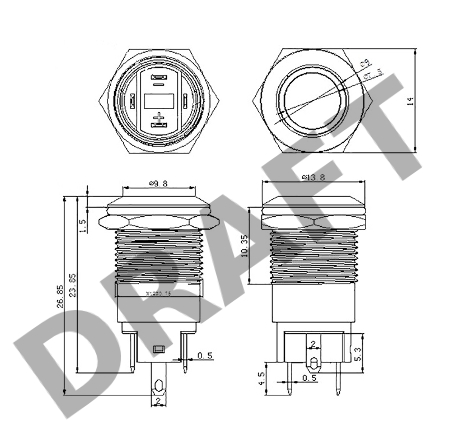 Кнопка  антивандальная Ø12 12В Б/Фикс (4с) (ON)-OFF красная  REXANT