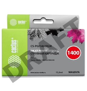 Картридж струйный Cactus CS-PGI1400XLM пурпурный для HP Canon MB2050/MB2350/MB2040/MB2340 (11.5мл)
