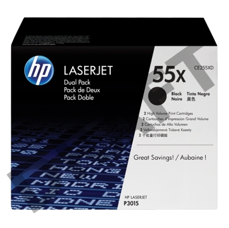 Тонер-картридж набор из 2 шт HP LaserJet CE255XD черный для LJ P3015(2 х 12500стр)