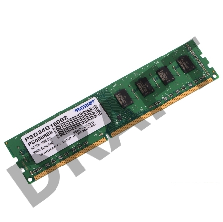 Модуль памяти Patriot DIMM DDR3 4GB (PC3-12800) 1600MHz PSD34G16002