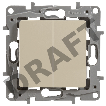 Выключатель 2-клавишный с подсветкой, на винтах, 10АХ, сл. кость
