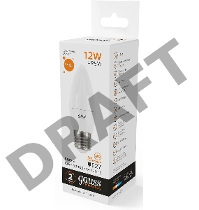 Лампа светодиодная Gauss Elementary 30212 12Вт цок.:E27 свеча 220B 3000K св.свеч.бел.теп. (упак.:10шт)