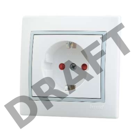 Розетка 1-м СП Мира защ. шторки керам. с заземл. бел./сер. Lezard 701-0215-124