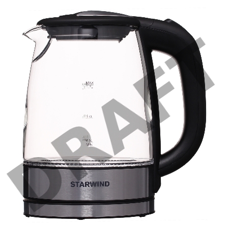 Чайник электрический Starwind SKG5210 1.7л. 2200Вт черный/серебристый (корпус: стекло)
