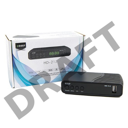 Ресивер эфирный цифровой Эфир DVB-T2 HD HD-215 пластик, дисплей DOLBY DIGITAL,