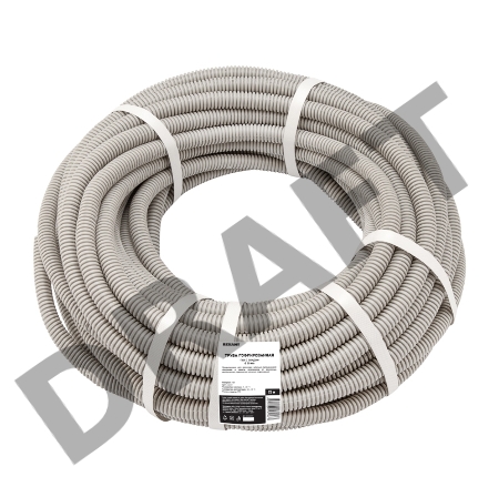 Труба гофрированная из ПВХ, с зондом, Ø20мм (бухта 25 м/уп) REXANT