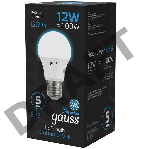 Лампа светодиодная Gauss 102502312 12Вт цок.:E27 груша 220B 6500K св.свеч.бел.хол. (упак.:10шт)