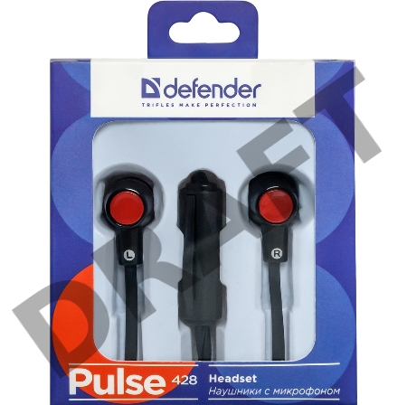 Наушники DEFENDER Pulse 428 черный, вставки 63428