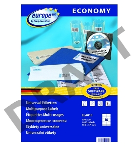 Этикетки Europe100 ELA019-100 ELA019 A4 105x37мм 16шт на листе/70г/м2/100л./белый матовое самоклей. универсальная
