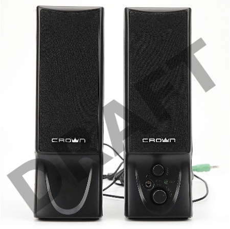 Колонки CROWN CMS-602 (USB, 6W; управление громкостью, разъём для наушников, кнопка включения, Длина кабеля между колонками 1м;Длина аудио-кабеля и питания 2м.)