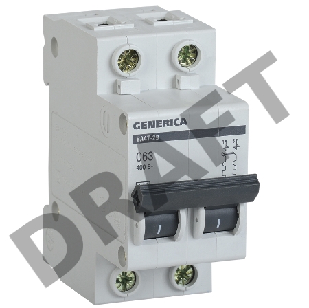 Выключатель автоматический Iek MVA25-2-063-C  ВА47-29 2Р 63А 4,5кА х-ка С GENERICA