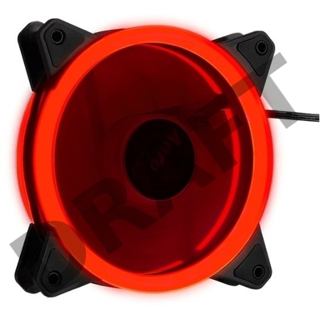 Вентилятор Aerocool REV Red , 120x120x25мм, цвет светодиодов : красный, подсветка в виде двойного кольца, 3+4-Pin, 1200 об/мин, 41,3 CFM, 15,1 дБА